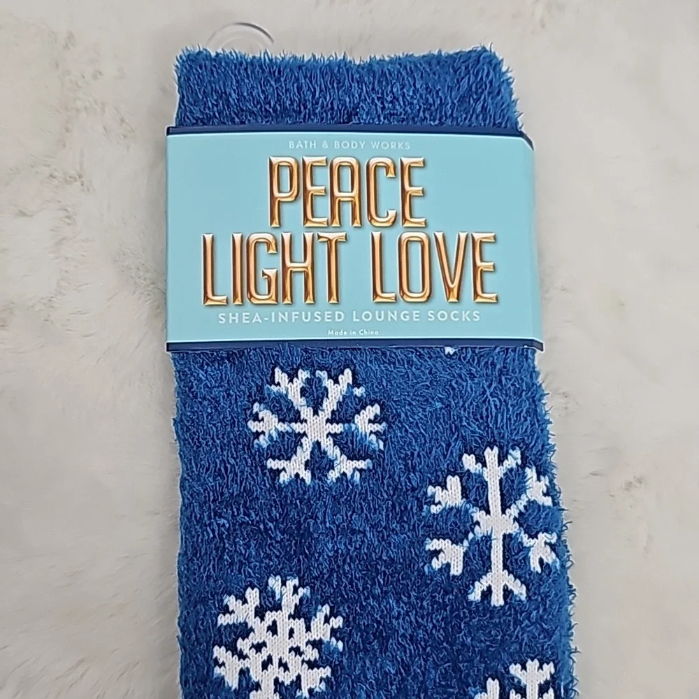 Bath and Body Works Shea-Infused Lounge Socks Peace Light Love Hanukkah